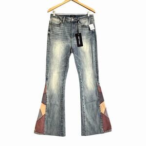 Driftwood Farrah Flare Jeans 30 Free People Bootcut Patchwork Western Festival